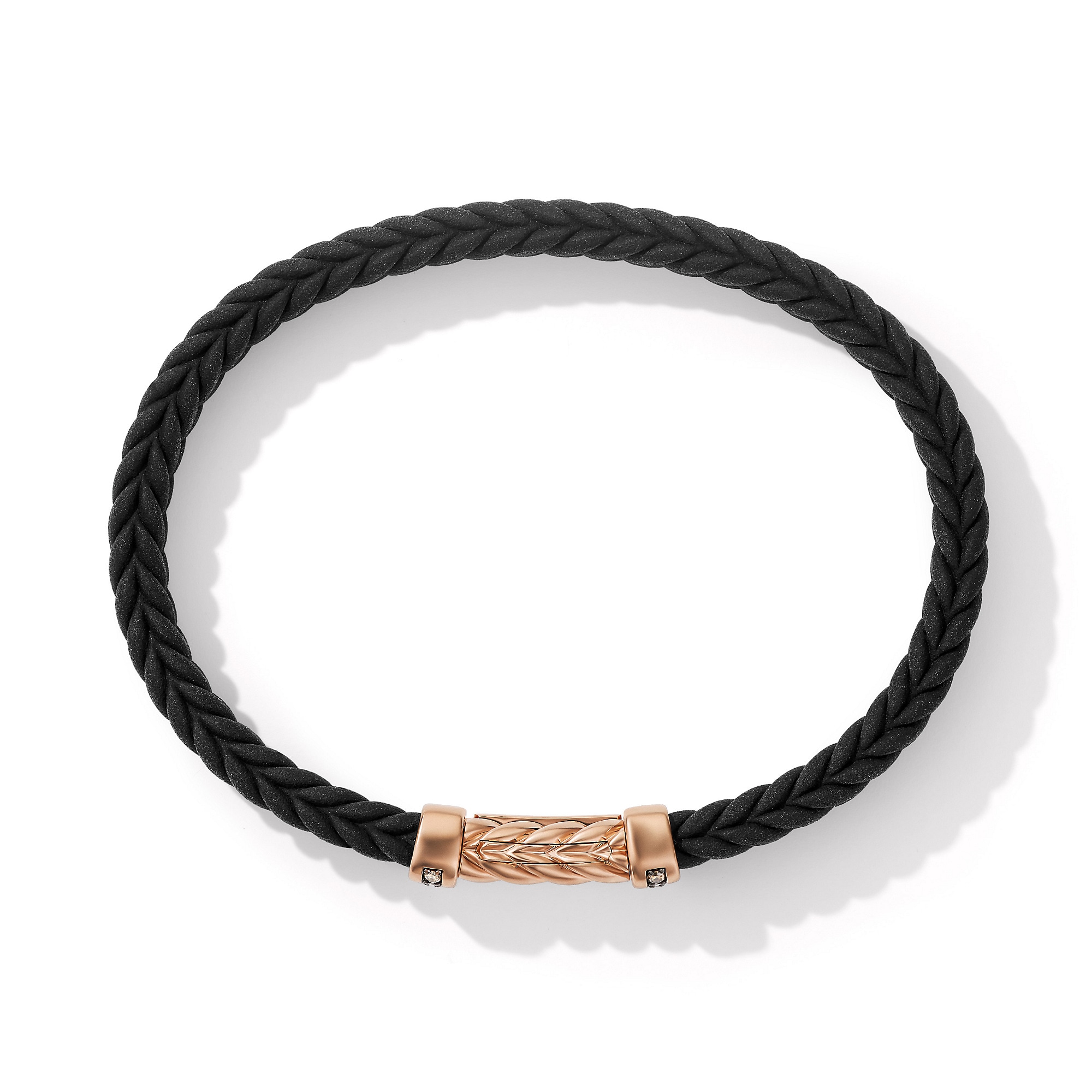 David Yurman Chevron Bracelet in Black Rubber with 18ct Rose Gold and Cognac Diamonds, 6mm David Yurman Chevron Bracelet in Black Rubber with 18ct Rose Gold and Cognac Diamonds, 6mm