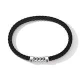 David Yurman Chevron Bracelet  in Black Rubber with Black Diamonds and Sterling Silver, 6mm