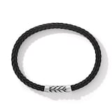 David Yurman Chevron Bracelet  in Black Rubber with Sterling Silver, 6mm