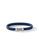 David Yurman Chevron Bracelet  in Blue Rubber with Sterling Silver, 6mm