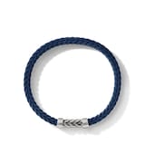 David Yurman Chevron Bracelet  in Blue Rubber with Sterling Silver, 6mm