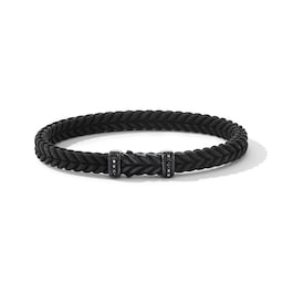37900070 - Chevron Bracelet in Black Rubber with Black Titanium and Black Diamonds, 6mm