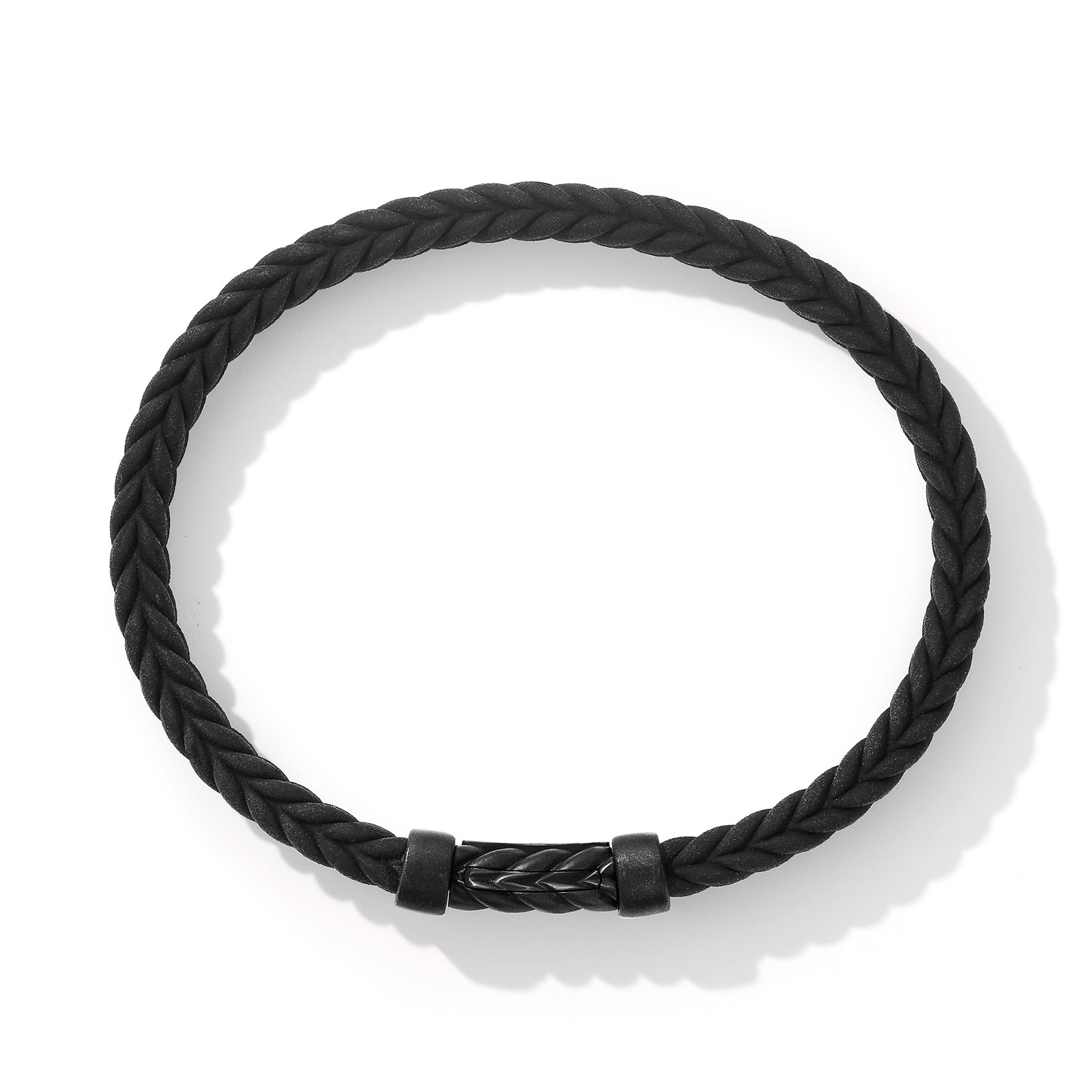 David Yurman Chevron Bracelet in Black Rubber with Black Titanium and Black Diamonds, 6mm David Yurman Chevron Bracelet in Black Rubber with Black Titanium and Black Diamonds, 6mm