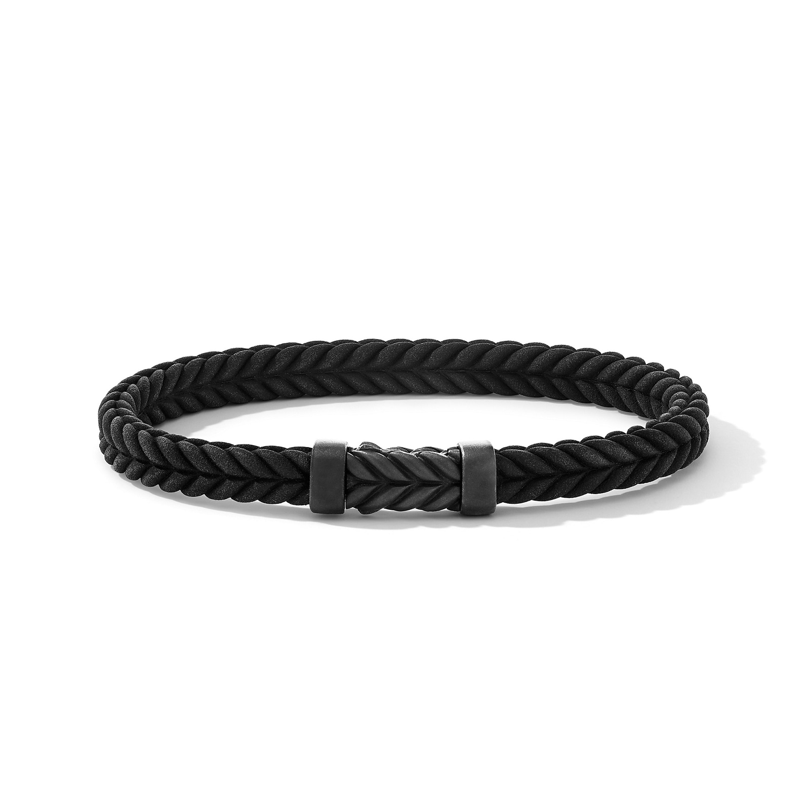 Chevron Bracelet in Black Rubber with Black Titanium - Size Medium