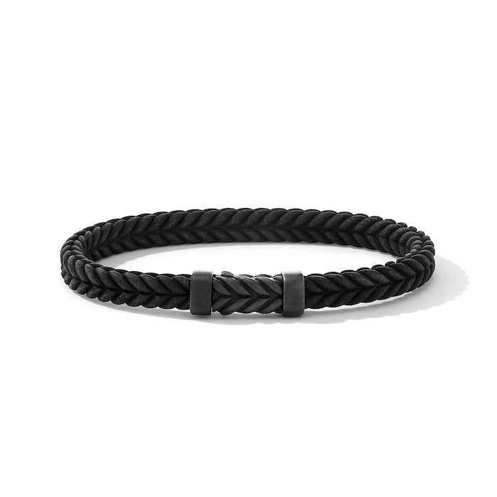 David Yurman Chevron Bracelet  in Black Rubber with Black Titanium, 6mm