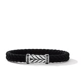 David Yurman Chevron Bracelet  in Black Rubber with Black Diamonds and Sterling Silver, 9mm