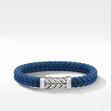 David Yurman Chevron Bracelet  in Blue Rubber with Sterling Silver, 9mm