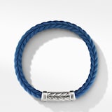 David Yurman Chevron Bracelet  in Blue Rubber with Sterling Silver, 9mm