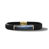 David Yurman Streamline® ID Bracelet  in Black Rubber with Pietersite and 18ct Yellow Gold - Size Medium