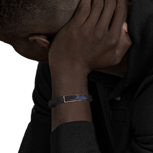 David Yurman Streamline® ID Bracelet  in Black Rubber with Pietersite and 18ct Yellow Gold, 10mm