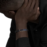 David Yurman Streamline® ID Bracelet  in Black Rubber with Pietersite and 18ct Yellow Gold - Size Medium