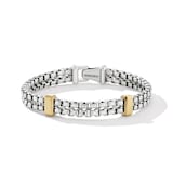 David Yurman Double Box Chain Bracelet in Sterling Silver with 18ct Yellow Gold, 10.5mm