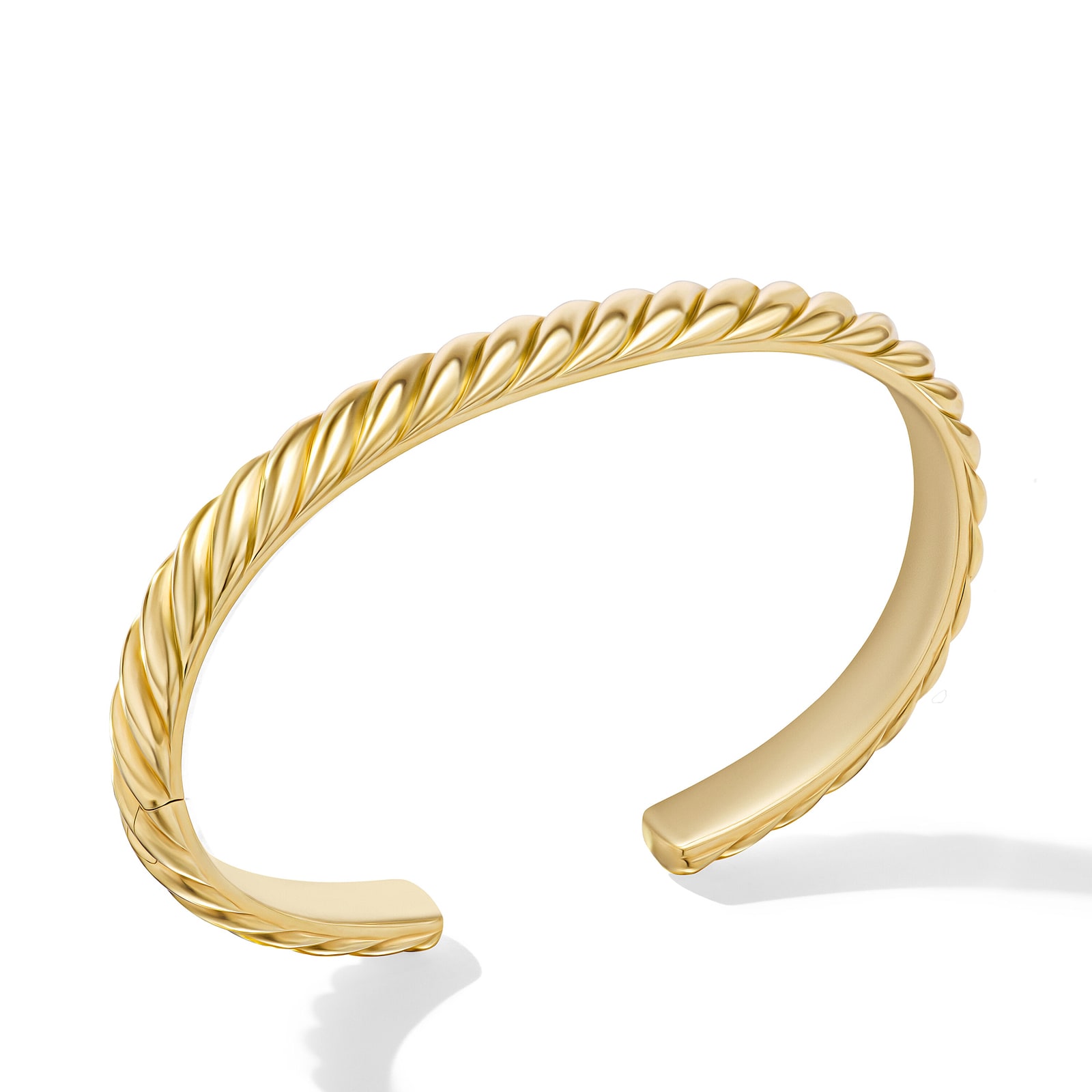 David Yurman Sculpted Cable Cuff Bracelet in 18ct Yellow Gold - Size Medium