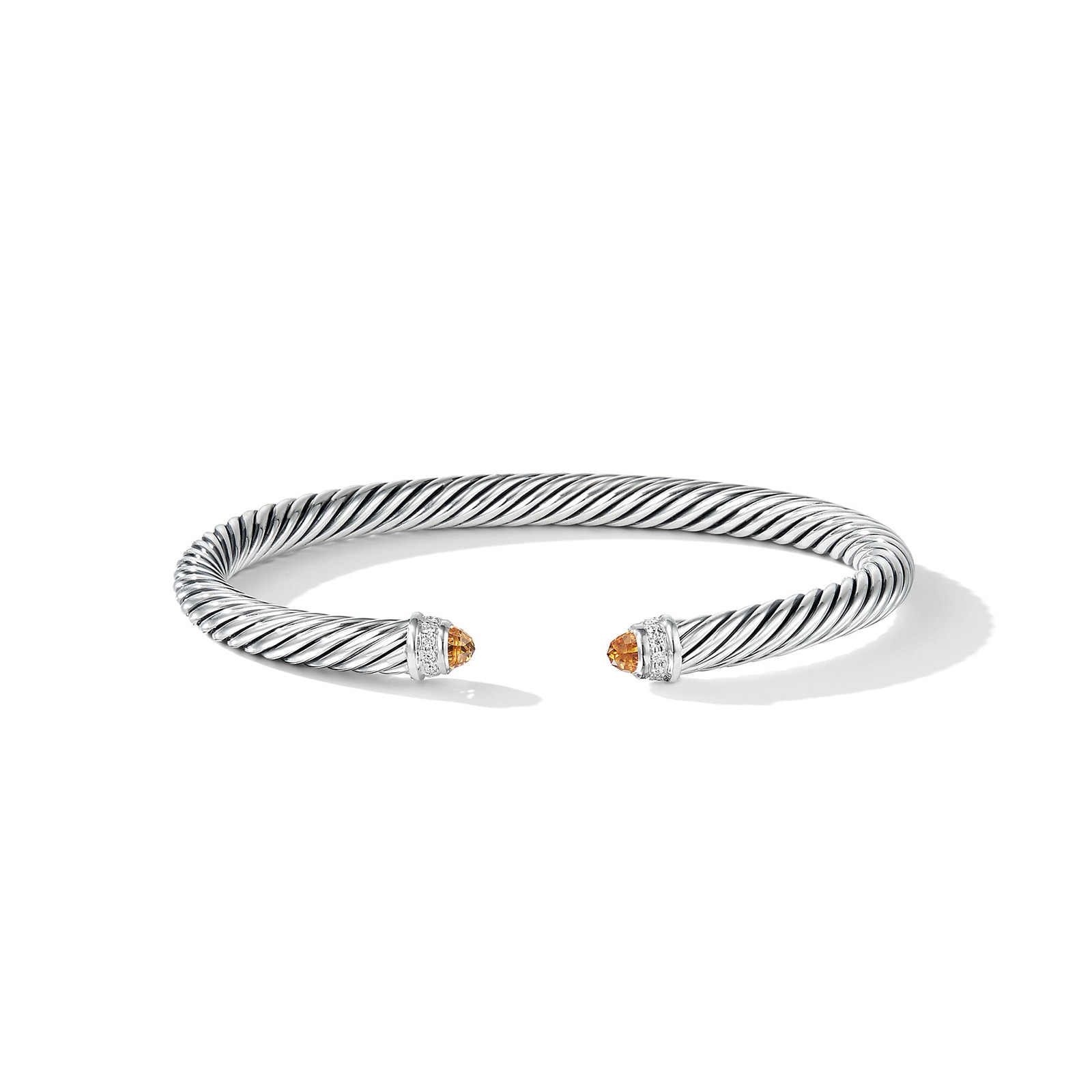 David Yurman Classic Cable Bracelet in Sterling Silver with Citrine and Diamonds, 5mm