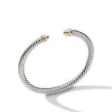 David Yurman Classic Cable Bracelet in Sterling Silver with 18ct Yellow Gold, Gold Domes and Diamonds, 5mm