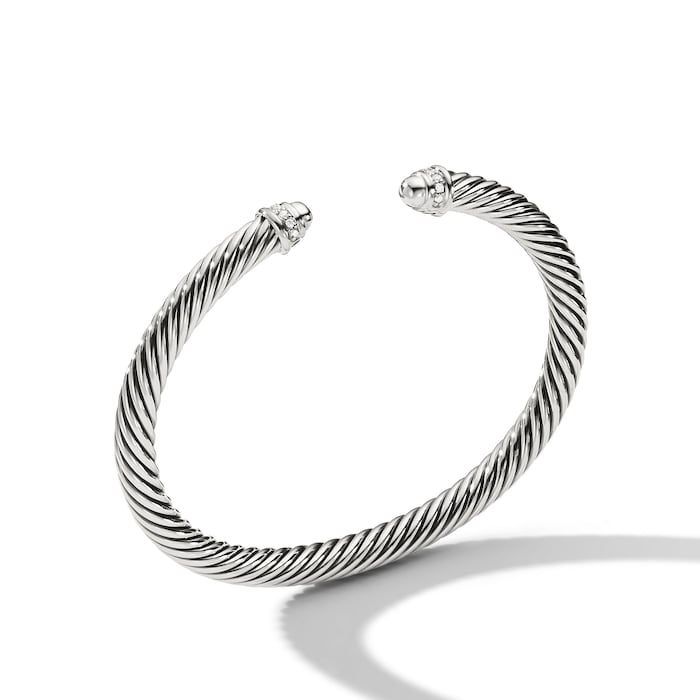 David Yurman Classic Cable Bracelet in Sterling Silver with Diamonds, 5mm