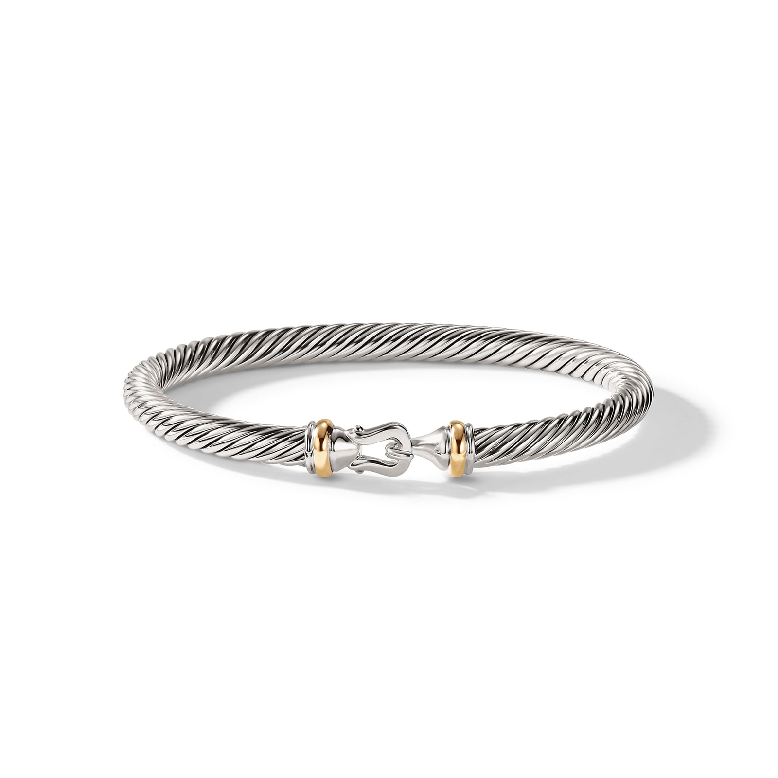 Buckle Classic Cable Bracelet in Sterling Silver with 18ct Yellow Gold - Size Large