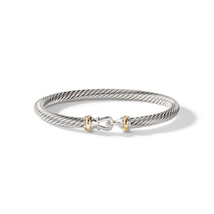 David Yurman Buckle Classic Cable Bracelet in Sterling Silver with 18ct Yellow Gold, 5mm