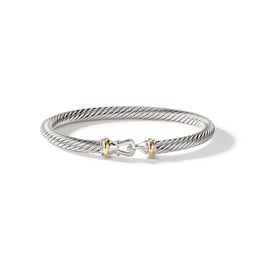 37900104 - Buckle Classic Cable Bracelet in Sterling Silver with 18ct Yellow Gold, 5mm