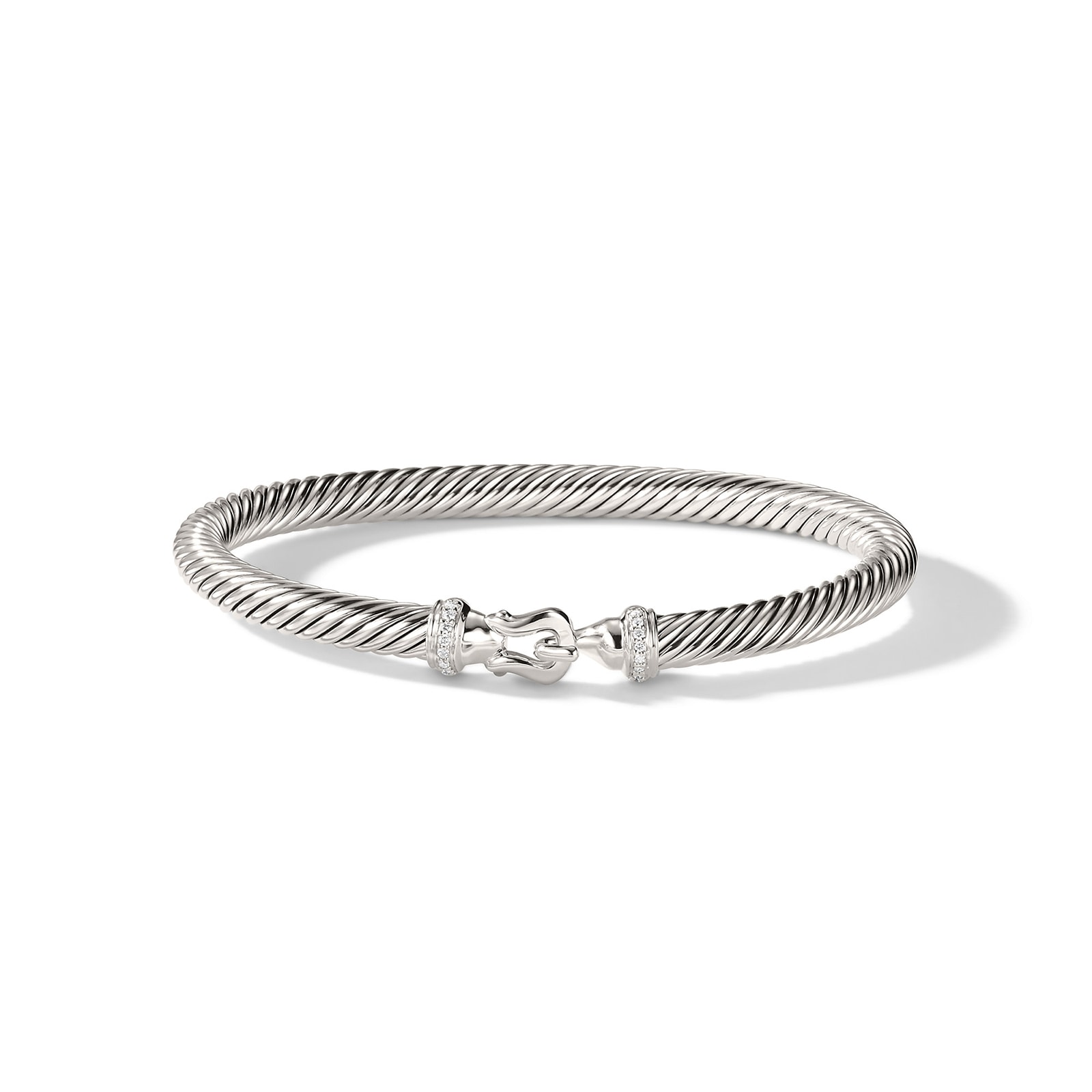 David Yurman Buckle Classic Cable Bracelet in Sterling Silver with Diamonds, 5mm