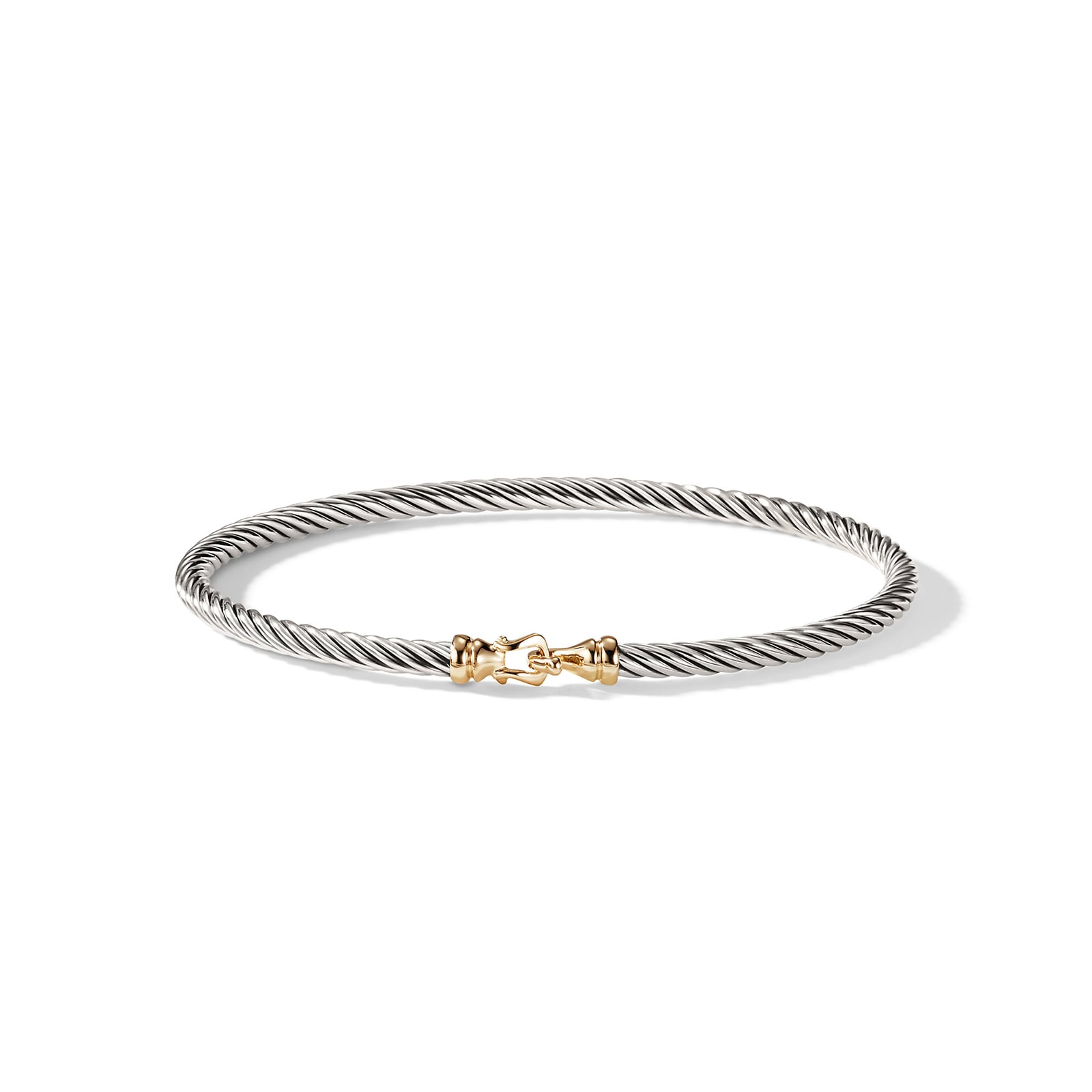 David Yurman Buckle Classic Cable Bracelet in Sterling Silver with 18ct Yellow Gold, 3mm