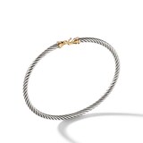 David Yurman Buckle Classic Cable Bracelet in Sterling Silver with 18ct Yellow Gold, 3mm