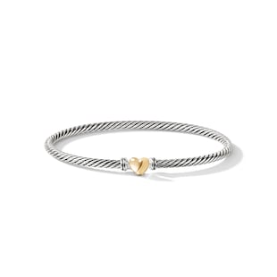 David Yurman Cable Collectibles® Heart Bracelet in Sterling Silver with 18ct Yellow Gold, 3mm