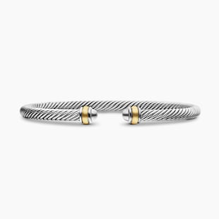 David Yurman Classic Cable Bracelet in Sterling Silver with 18ct Yellow Gold, 4mm