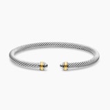 David Yurman Classic Cable Bracelet in Sterling Silver with 18ct Yellow Gold, 4mm