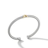 David Yurman X Classic Cable Station Bracelet in Sterling Silver with 18ct Yellow Gold, 4mm