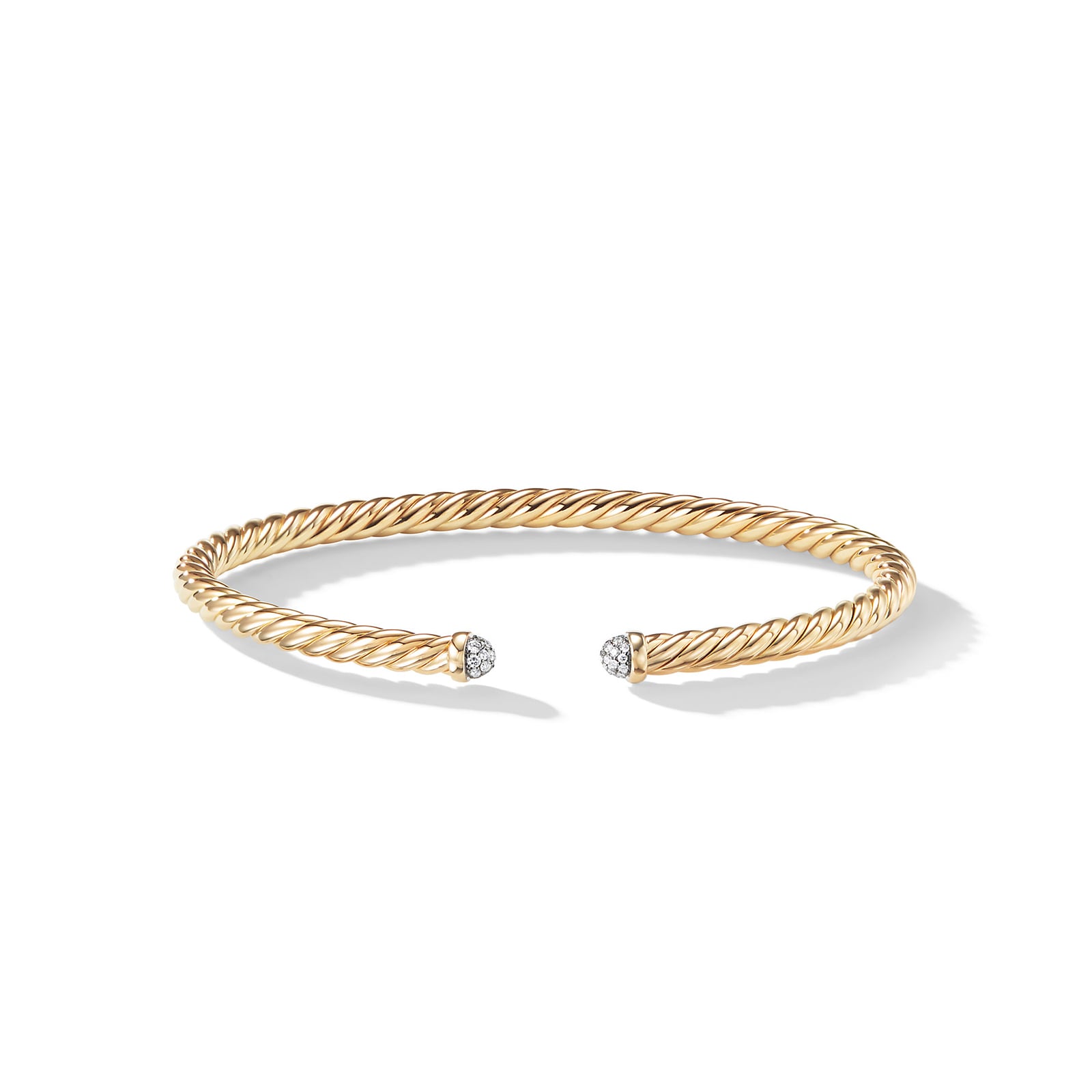 David Yurman Cable Flex Bracelet in 18ct Yellow Gold with Diamonds, 4mm