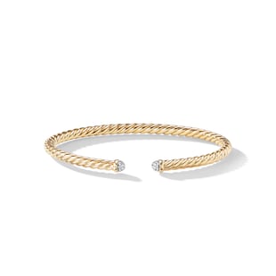 David Yurman Cable Flex Bracelet in 18ct Yellow Gold with Diamonds, 4mm