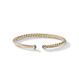 37900116 - Cable Flex Bracelet in 18ct Yellow Gold with Blue Sapphires, 4mm