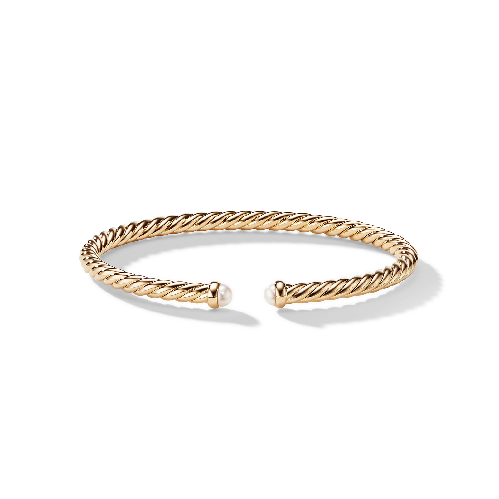 David Yurman Modern Cablespira® Bracelet in 18ct Yellow Gold with Pearls, 4mm