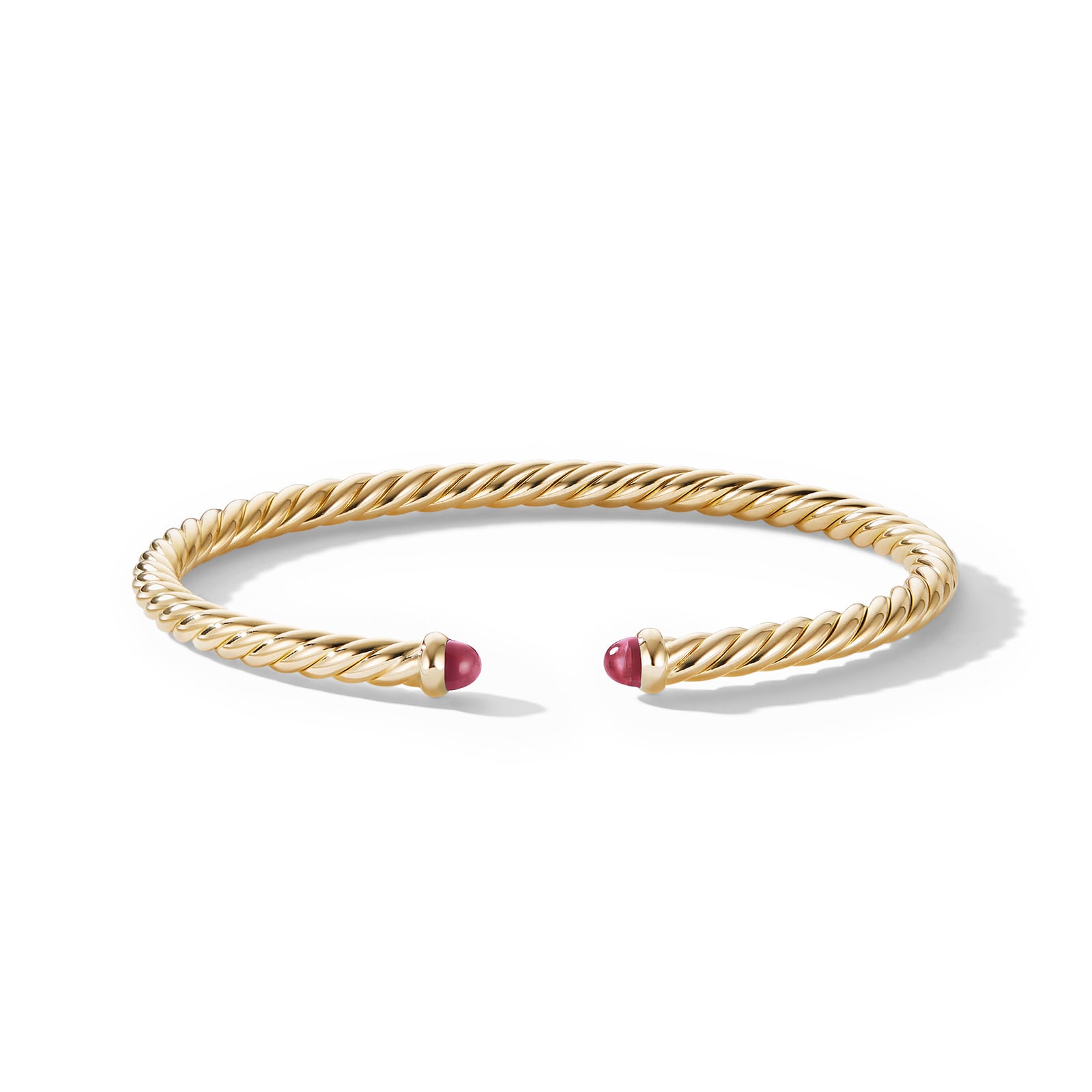 David Yurman Cable Flex Bracelet in 18ct Yellow Gold with Rubies, 4mm