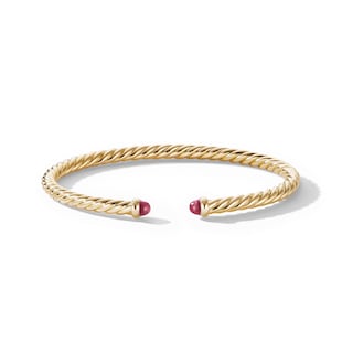 David Yurman Cable Flex Bracelet in 18ct Yellow Gold with Rubies, 4mm