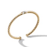 David Yurman X Cablespira® Station Bracelet in 18ct Yellow Gold with Pavé Diamonds - Size Large