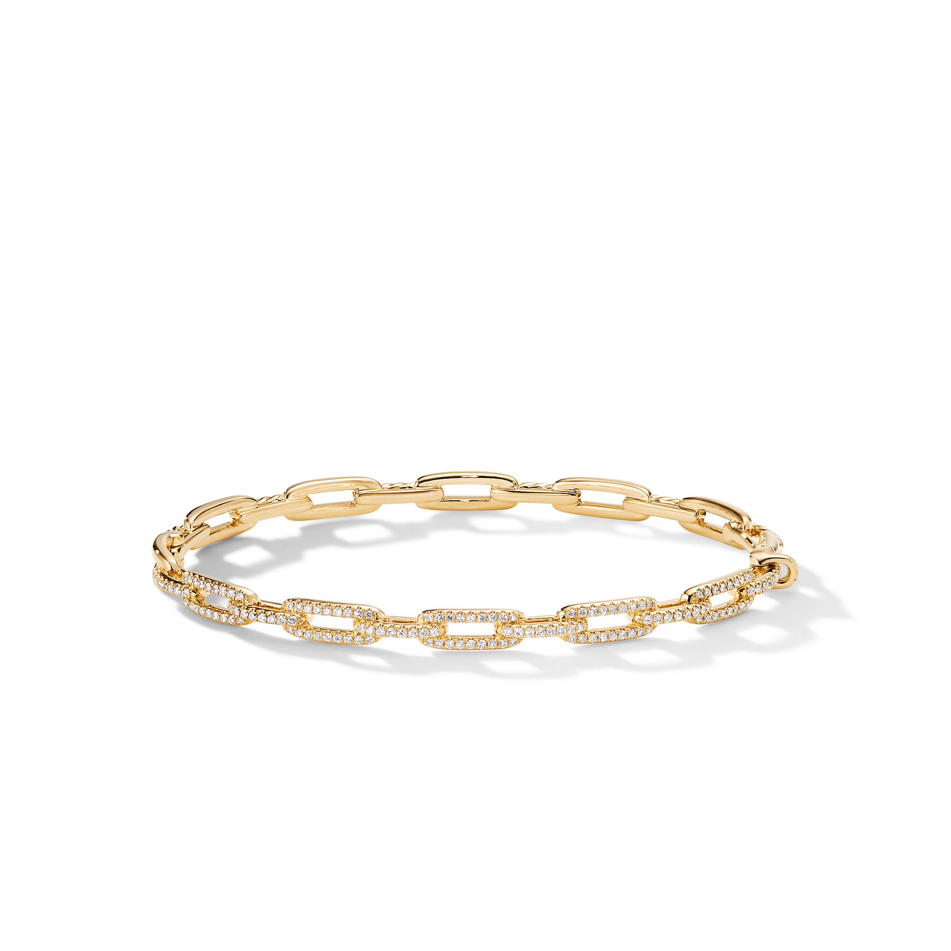 David Yurman Stax Chain Link Bracelet in 18ct Yellow Gold with Diamonds, 4mm