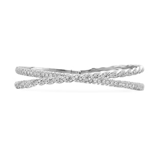 David Yurman Sculpted Cable Flex Two Row Bracelet in 18ct White Gold with Diamonds, 16mm