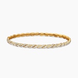 David Yurman Sculpted Cable Flex Bracelet in 18ct Yellow Gold with Diamonds, 3.5mm