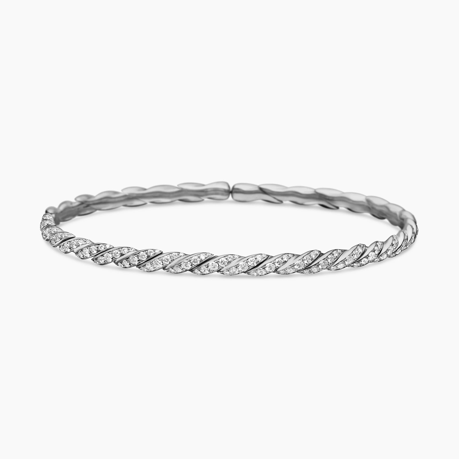 David Yurman Sculpted Cable Flex Bracelet in 18ct White Gold with Diamonds, 3.5mm David Yurman Sculpted Cable Flex Bracelet in 18ct White Gold with Diamonds, 3.5mm
