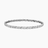 David Yurman Sculpted Cable Flex Bracelet in 18ct White Gold with Diamonds, 3.5mm