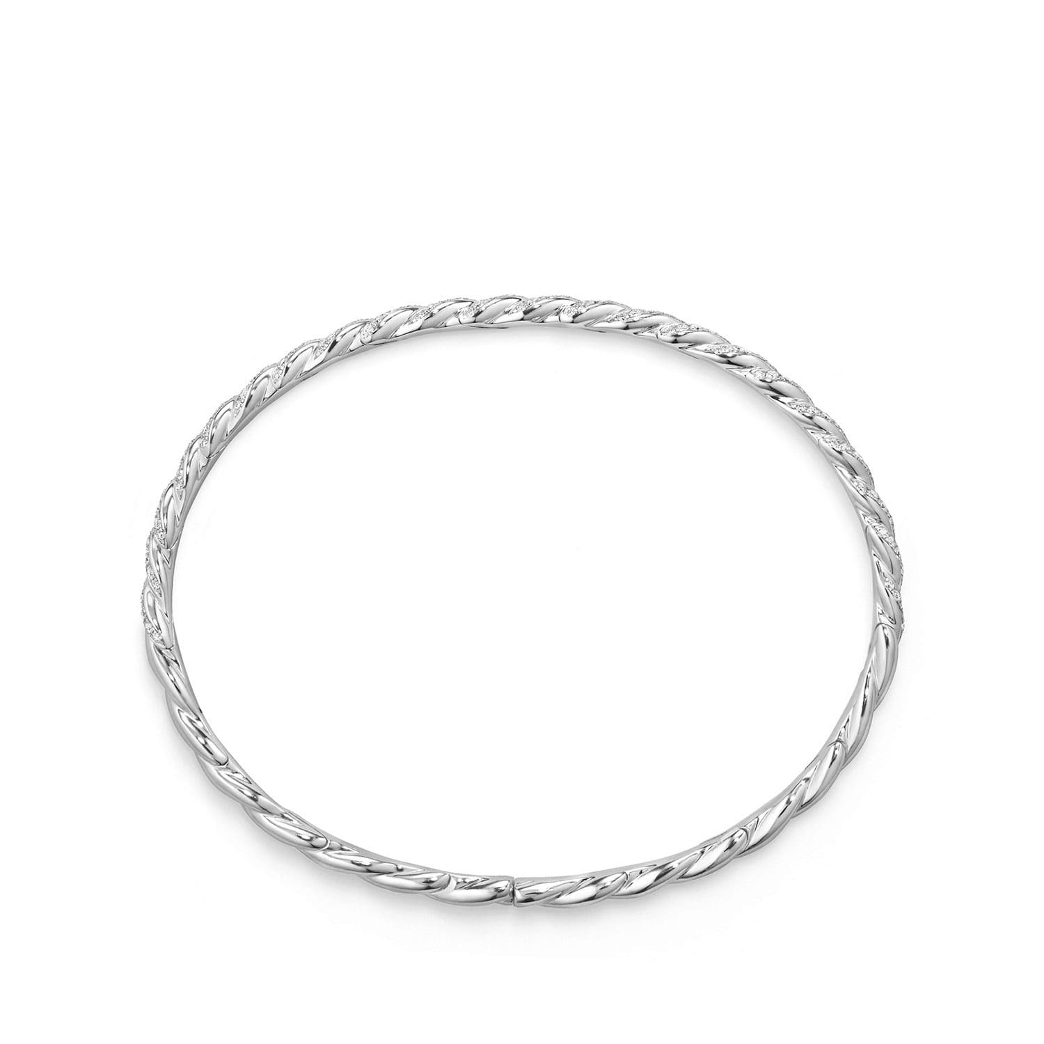 David Yurman Sculpted Cable Flex Bracelet in 18ct White Gold with Diamonds, 3.5mm David Yurman Sculpted Cable Flex Bracelet in 18ct White Gold with Diamonds, 3.5mm