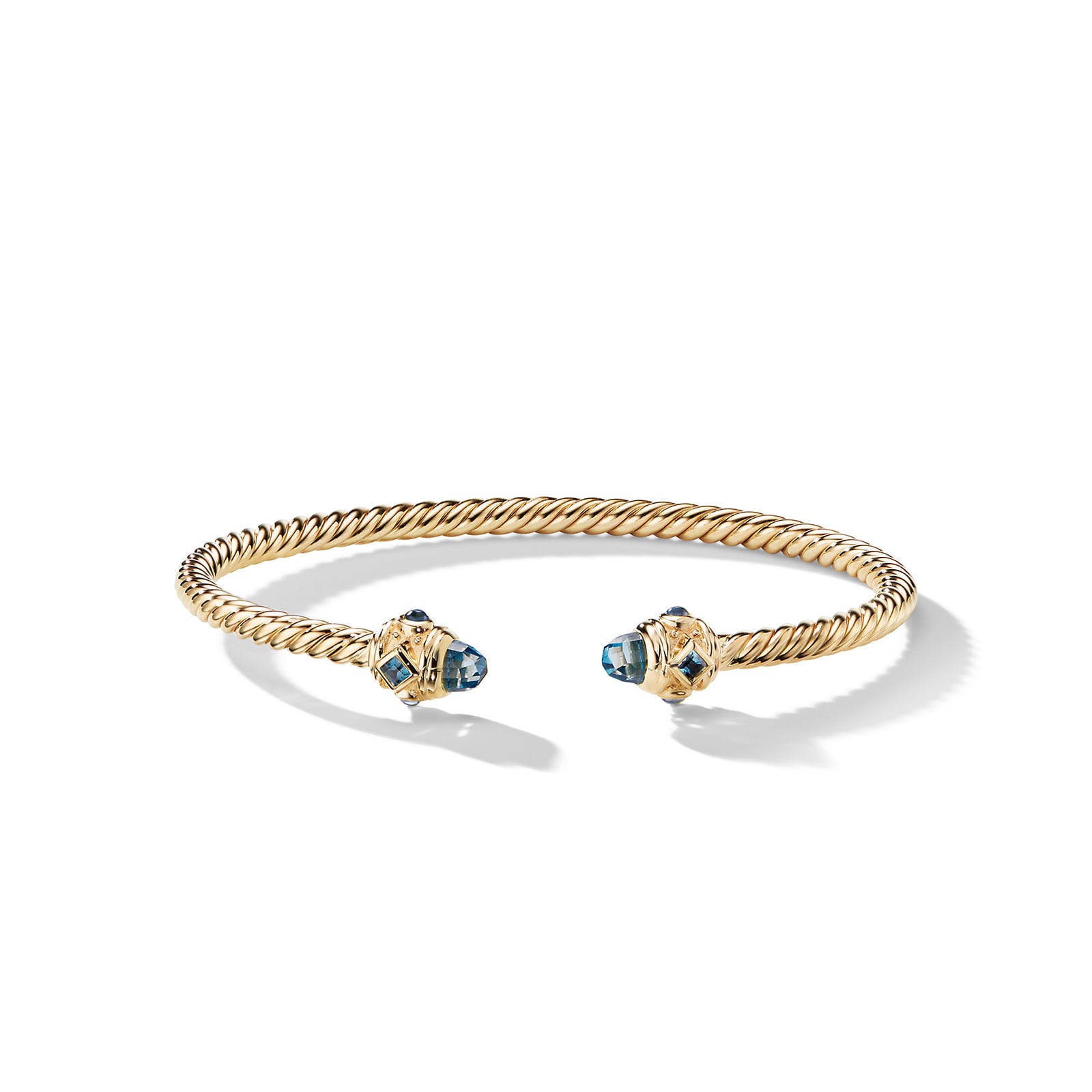 David Yurman Renaissance® Cablespira Bracelet in 18ct Yellow Gold with Hampton Blue Topaz, 3.5mm