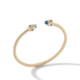 David Yurman Renaissance® Cablespira Bracelet in 18ct Yellow Gold with Hampton Blue Topaz, 3.5mm