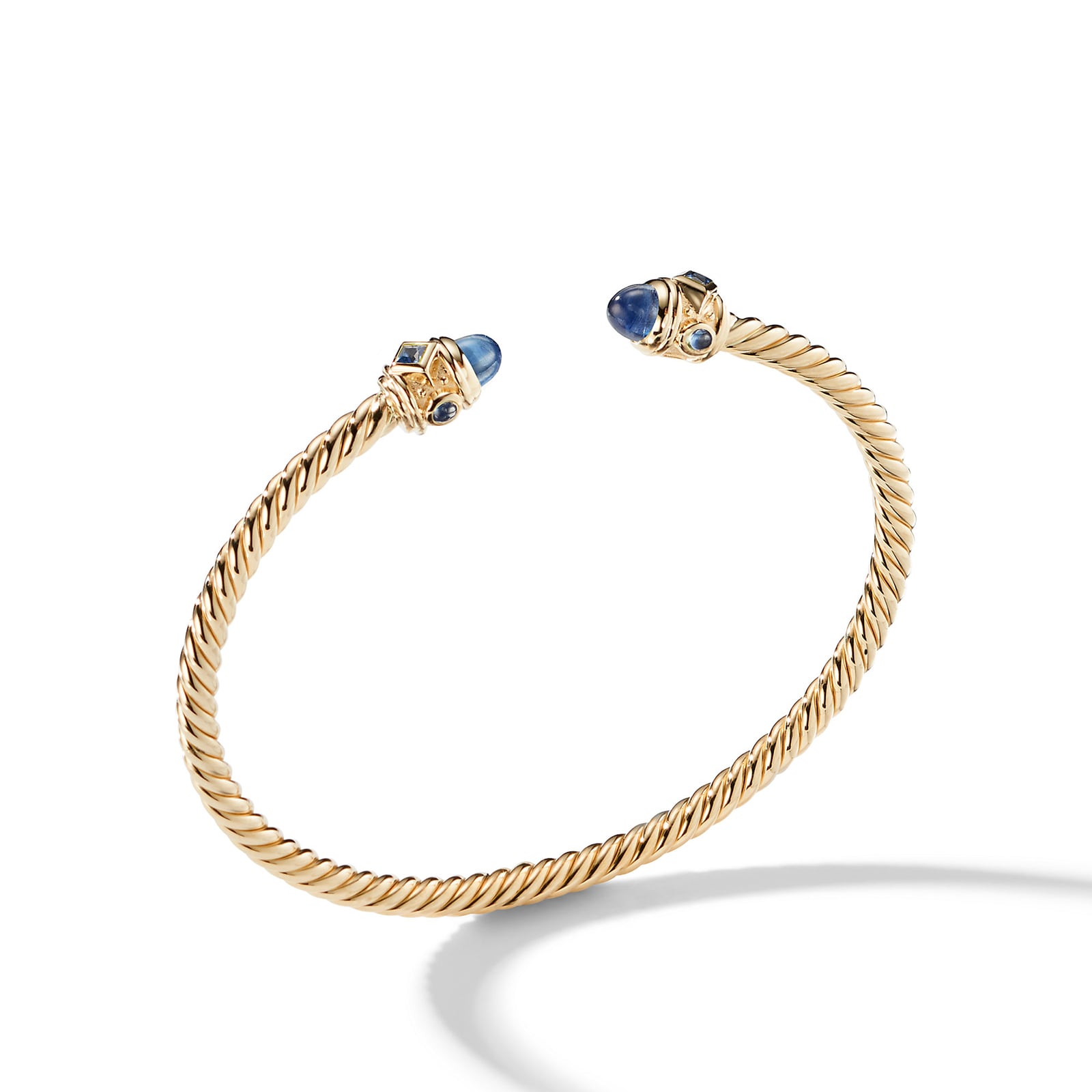 David Yurman Renaissance® Cablespira Bracelet in 18ct Yellow Gold with Blue Sapphires, 3.5mm