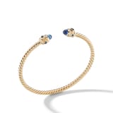 David Yurman Renaissance® Cablespira Bracelet in 18ct Yellow Gold with Blue Sapphires, 3.5mm