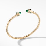 David Yurman Renaissance® Cablespira Bracelet in 18ct Yellow Gold with Emeralds, 3.5mm