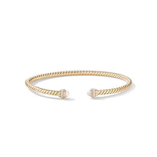 David Yurman Classic Cablespira® Bracelet in 18ct Yellow Gold with Pearls and Diamonds, 3mm
