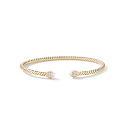 37900136420 - Classic Cablespira® Bracelet in 18ct Yellow Gold with Pearls and Diamonds - Size Medium